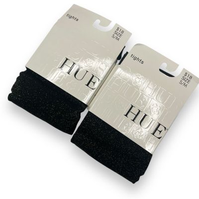 Hue Womens Tinted Metallic Tights Black Gold Size S/ M 2 Pair